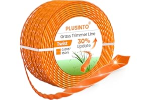 PLUSINTO String Trimmer Line .095", 150 Feet Weed Eater String, Twisted Trimmer Line for Universal Replacement, Orange Premium Nylon String Trimmer Line for Medium& Heavy Grass&Weeds