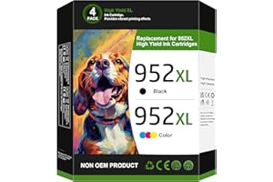 WEKVA 952XL Ink Cartridges (4-Pack) for HP 952XL Ink Cartridges Combo Pack High Yield Works for HP OfficeJet 8702, OfficeJet Pro 7720, 7740, 8210, 8710, 8720, 8730, 8740 Printer (Black Cyan Magenta Yellow)