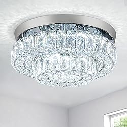 HOPGGIE 11.8" 2-Tier Crystal Chandelier LED Ceiling