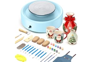 Alldeer Mini Pottery Wheel Machine - 6" Upgraded Clay Wheel for Beginners & Kids, 75W Motor, Adjustable Speed, Low Noise Ceramic Making Kit with 18PCS Sculpting Tools, Ideal for Home DIY