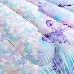 CVHOUSE Butterfly Reversible Comforter Set,Rainbow