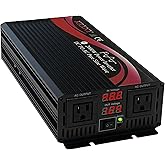 KRXNY 2000W Power Inverter 48V DC to 110V 120V AC Pure Sine Wave Converter | 60HZ LED Display for RV Car Off Grid Home Solar System