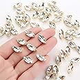 Choupee Navette Sew on Rhinestone 50pcs Horse Eyes Sew on Claw Rhinestone 7x15mm Rhinestones Sew on in Gold Color Prong Setting for Dresses, Clothes, Bags, Shoes