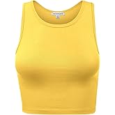 Women Sleeveless Cami Crop Tank Tops Racerback High Halter Neck Shirts