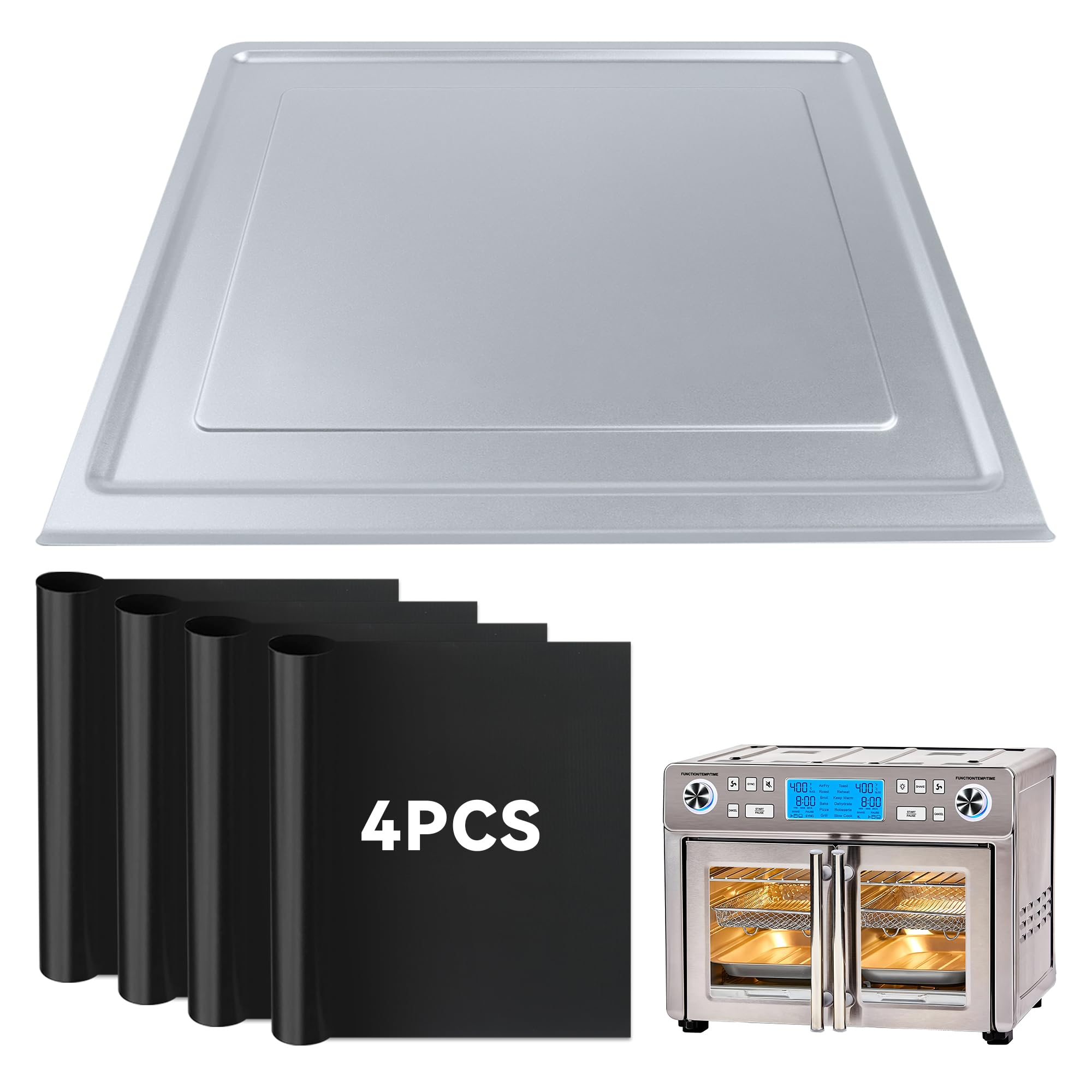 Photo 1 of Crumb Tray Replacement for Emeril Lagasse 25 Qt Air Fryer, Drip Tray with 4 Pack Reusable Oven Liners Replacement Part Accessories for Emeril Lagasse French Door 360 Air Fryer