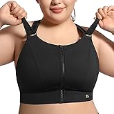 VFUS High Impact Sports Bras for Women Adjustable Zip Front Plus Size Workout Bra Full Coverage Removable Padded Running