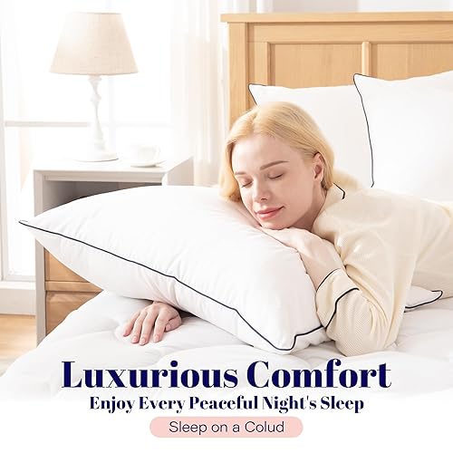 Cosybay Goose Feather and Down Pillow Set of 2, Premium Medium