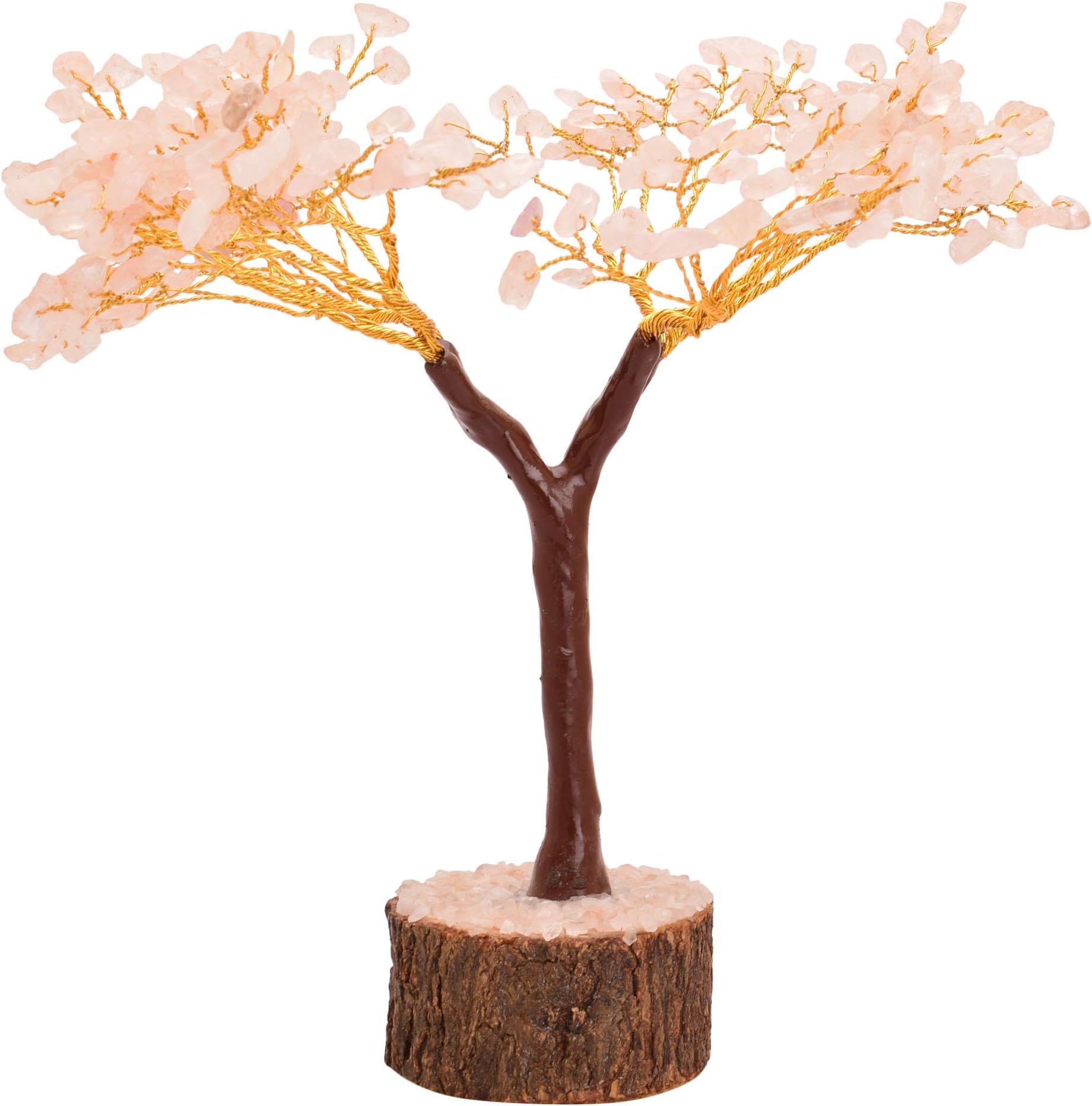 Natural Crystal Tree Rose Quartz Stone Tree Reiki Healing Crystal Gems Spiritual Feng Shui Vastu Bonsai Money Tree