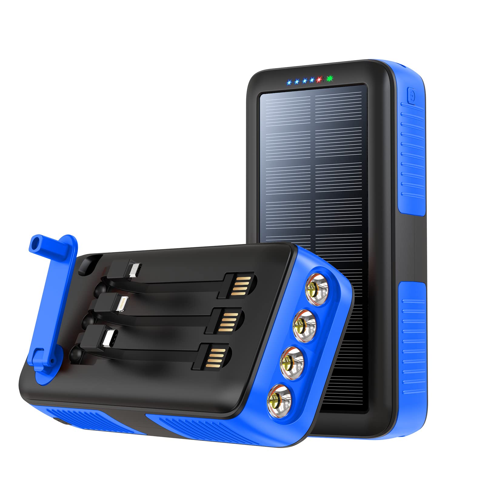Photo 1 of boogostore Solar Charger Power Bank 63200mAh, Portable Charger with Dual Outputs & Dual Inputs 4 LEDs Flashlight, Hand Crank Power Bank Fast Charging Battery Pack for Outdoor Camping Survival Gear