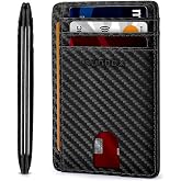 RUNBOX Slim Wallet for Men and Women, RFID Blocking Leather Card Holder | Minimalist 8-slot design fits IDs and credit cards in a thin profile for front pockets, purses, pants and travel
