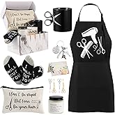 10 Pieces Hairdresser Gifts Set for Women Christmas Gifts Hair Stylist Appreciation Gift Set with Tumbler,Socks,Makeup Bag,Keychain,Candle,Scissor Hair Clips,Apron,Greeting Card (Mug Cup)
