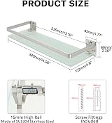 SAYAYO Tempered Glass Wall Shelf 38cm with SUS304 Rail Brushed Finish view 5