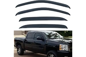 LQQDP Set of 4 Front+Rear Smoke Sun/Rain Guard Outside Mount Tape-On Acrylic Window Visors Compatible with 07-14 Avalanche Suburban Yukon XL Silverado Sierra 1500 2500 3500 HD Crew Cab