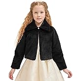 Lilax Girls Faux Fur Bolero Shrug Button Closure Cozy Dress Coat