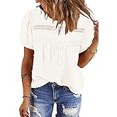 BETTE BOUTIK Women Boho Tops Short Sleeve Summer Flowy Shirts Dressy Casual Loose Trendy Blouses
