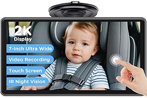 ZGZUXO 7" Touchscreen Baby Car Mirror, Baby Car Camera HD 1440P, View Infant in Rear Facing Seat with 150°Wide Angle, Night Vision, Easy Setup