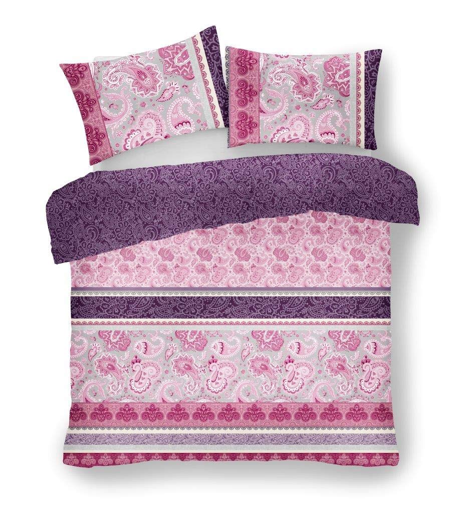 Gaveno Cavailia Luxurious KIRA Bed Set with Duvet Cover and Pillow Cases, Polyester-Cotton, Purple, Double