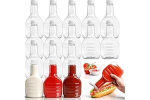 WRINGKIT 16 Pack Condiment Squeeze Bottles 16 oz, Clear Plastic Salad Dressing Bottles with Caps, Sauce Condiment Squeeze Bot