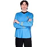 Mens Star Trek Spock Costume Shirt | Adult Long Sleeve with Starfleet Insignia and Gold Sleeve Details