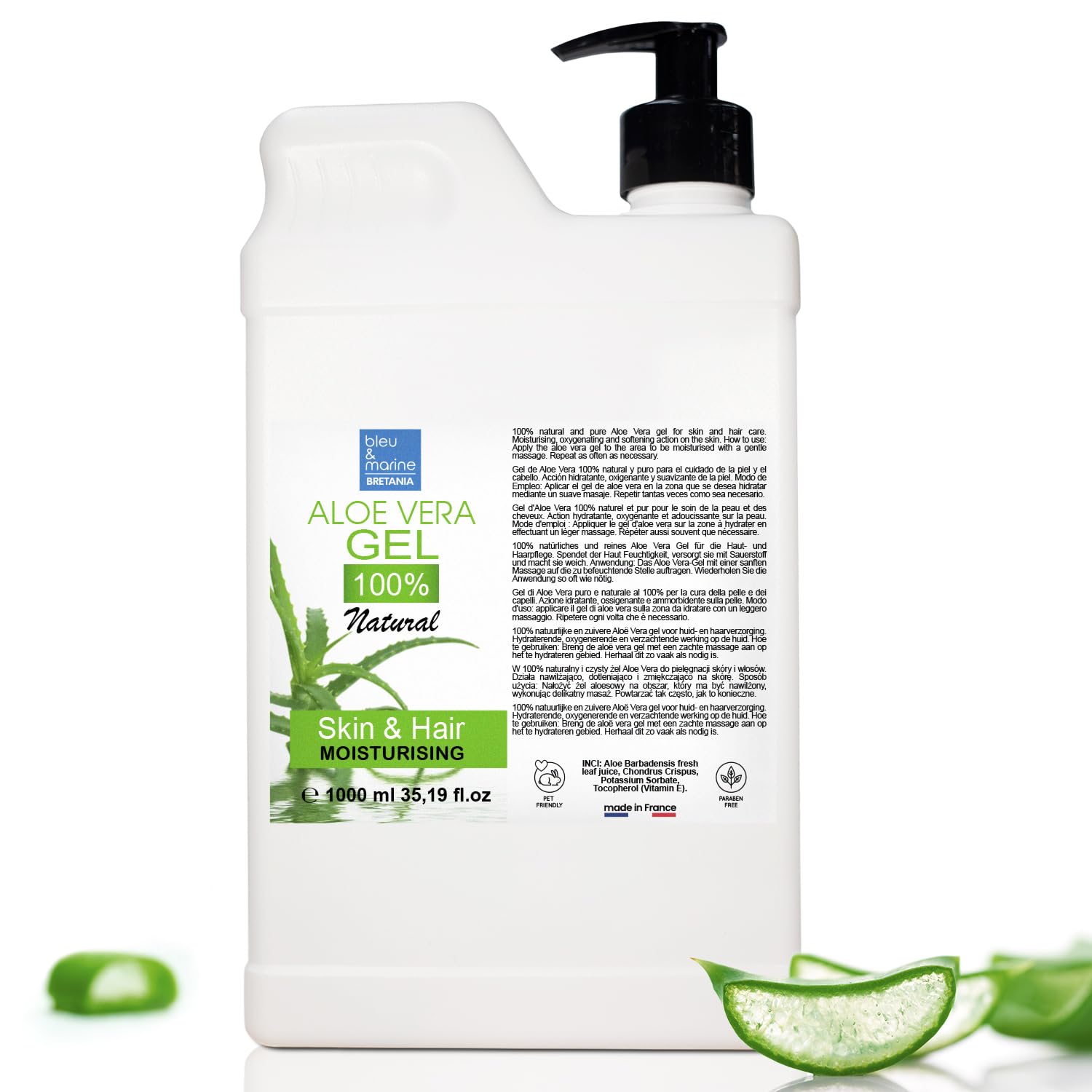 Pure Aloe Vera Gel, 100% Natural | Multipurpose Skin & Hair Care | Anti-Aging, Moisturising, Repairing | Rich in Vitamins A, C, E | Organic Aloe Vera cultivation,1000 ml — image 1