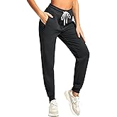 PULI Women Workout Sweatpants Cotton Jogger Ribber Splicing Lounge Sweat Pants with Zipper Pocket