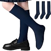 Girls Knee High Socks Seamless Boys School Uniform Socks Kids Knee High Stockings Long Tube Sock 3 Pairs