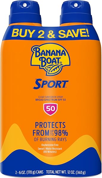 Banana Boat Sport Ultra SPF 50 Sunscreen Spray | Banana Boat Sunscreen Spray SPF 50, Water Resistant, Oxybenzone Free, Sunblo