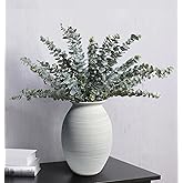 Ceramic Rustic Vase Handmade Whitewashed Pottery Jar for Farmhouse, Table Centerpiece Holds Fresh/Dried Flowers, Neutral Home Decor, 9 inch Retro Vase for Eucalyptus, Olive, Gray White