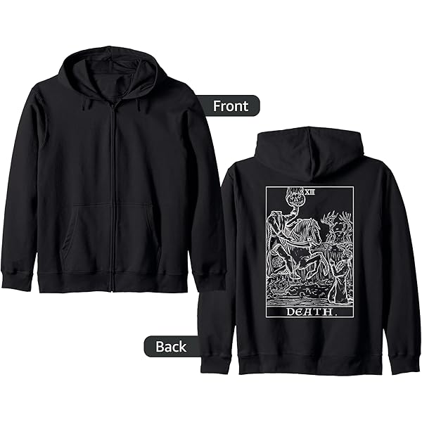 Amazon.com: Tarot Card Death XIII Occult Vintage Style Zip Hoodie