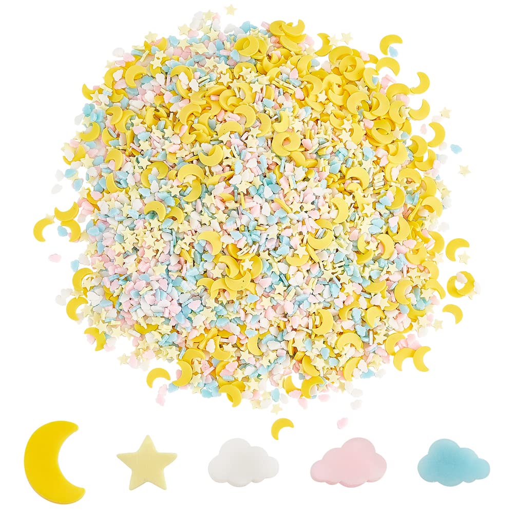 CRASPIRE Sprinkles Polymer Faux Resin Clay Star & Moon & Cloud Candy for Nail Art DIY Crafts Cake Phone Case