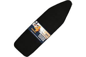 SAVUK Ironing Board Cover and Pad with Standart Size 15" X 54", Adjustable Elastic Edge Fit, Extra Thick Padding, Heat Reflective, Non Stick Scorch and Stain Resistant (Black, 15" X 54")
