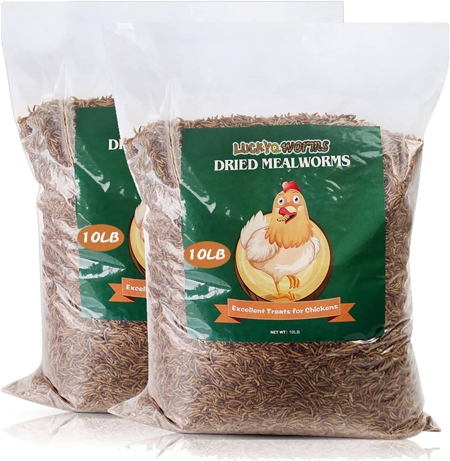 Treats - LuckyQworms 20lbs Mealworms, High-Protein Dried Mealworms for Birds, Chickens, Turtles, Fish, Hamsters and Hedgehogs, Non-GMO and Chemical Free, All Natural Animal Feed