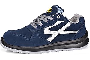 SAFETOE Safety Shoes for Men Composite Toe Work Shoes Lightweight Cow Leather Puncture Proof Slip On Work Boots Wide Fit