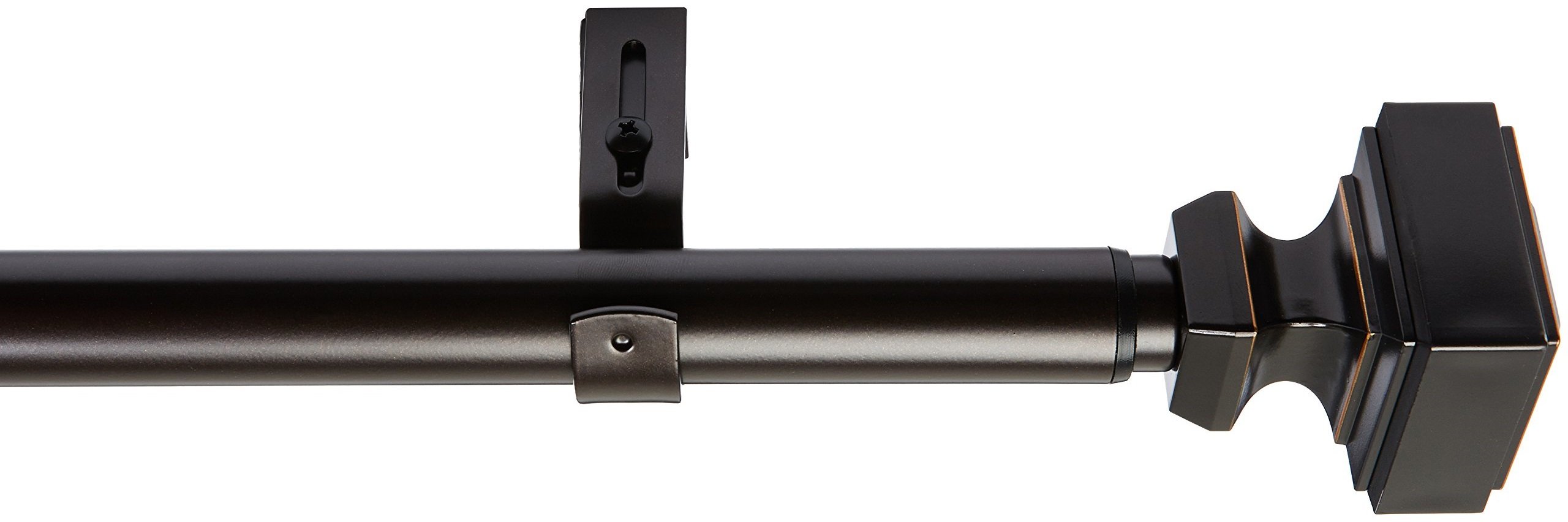 AmazonBasics 1" Curtain Rod with Square Finials, 36" to 72", Bronze