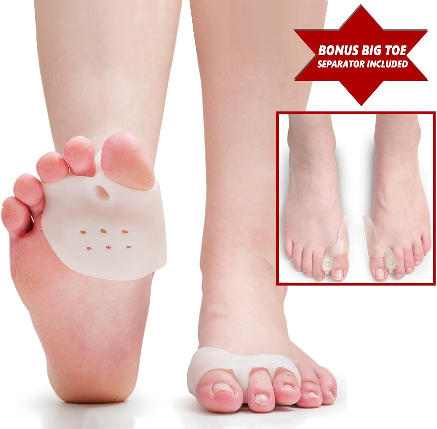 2 Premium Gel Toe Separators with Padding