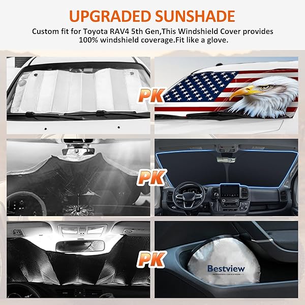 BESTVIEW WINDSHIELD SUN SHADE FOR 2012-2017 TOYOTA CAMRY, FRONT WINDOW SUNSHADE SUN VISOR PROTECTOR BLOCK UV RAYS HEAT, FOLDABLE 3 LAYERS 210T MATERIAL