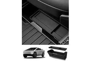 CORROY Front Under Seat Storage Box for Tesla Cybertruck 2024,Cyber Truck ABS Under Seat Organizer, Cybertruck Organizer Accessories Black with Silicone Pad