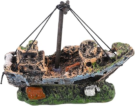 Amazon Com Brillant Resin Fishing Boat Aquarium Ornament Pirate