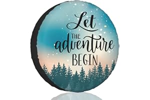 OwnBosy Camper Spare Tire Cover for Rv Trailer Let The Adventure Begin RV Spare Tire Cover Waterproof Dustproof Trailer Tire Covers for SUV Truck Travel 15 Inch