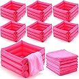 FillTouch 12 Pcs Foot Spa Kit for Girls 12.5 x 12.5 x 8.3 Inch Foot Care Bath and 12 x 28 Inch Hand Towels Washbasin Salon Towels for Spa Party Sleepover Supplies(Rose Red)