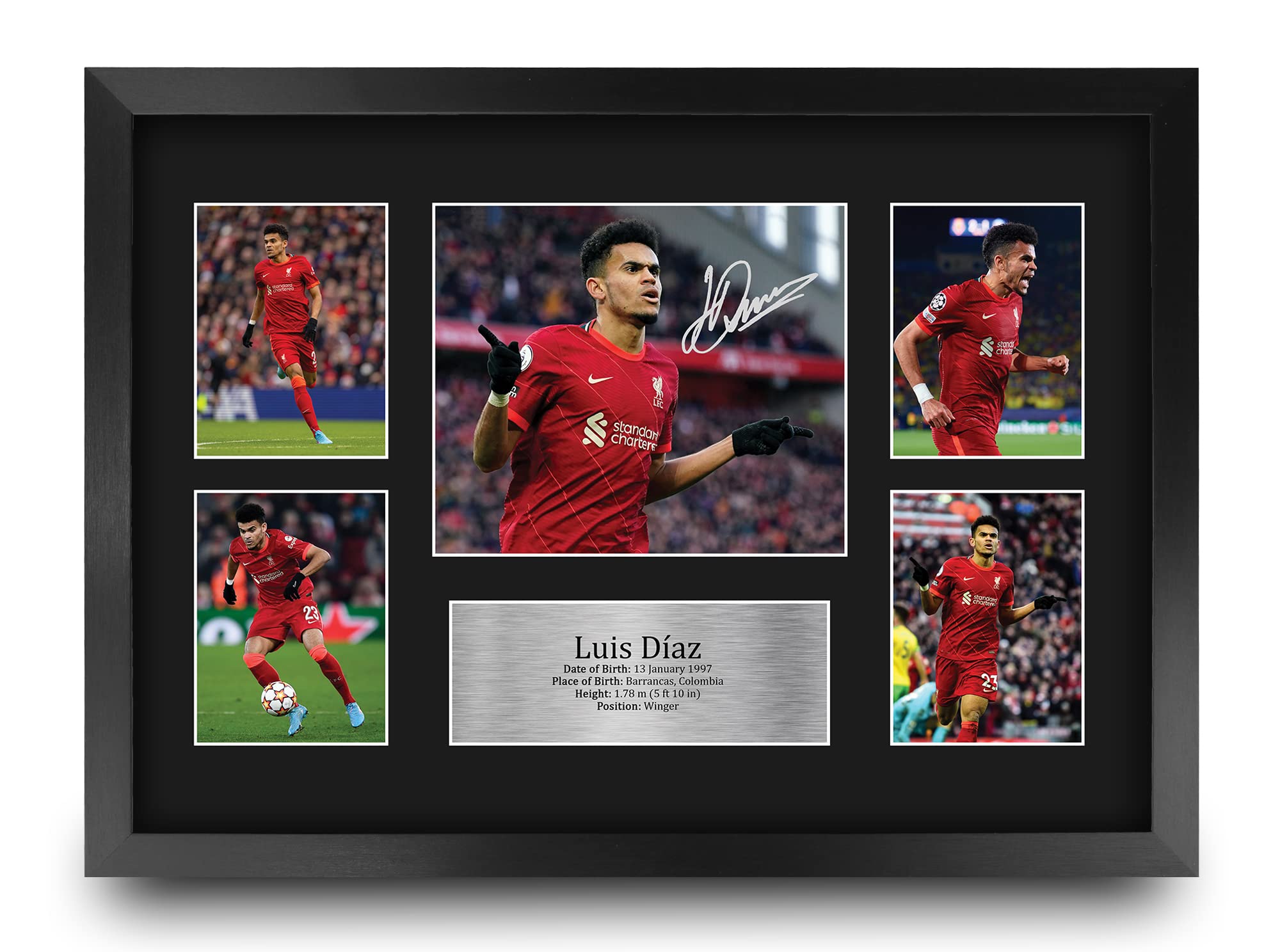 HWC Trading FR A3 Luis Diaz Liverpool Printed Memorabilia Signed Autograph Photograph Display for Football Fans and Supporters - A3 Framed
