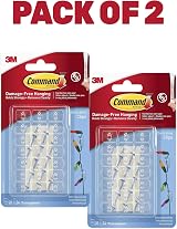Command Decorating Clips 2x 20 Mini Hooks 24 Strips Clear Removable Wall view 2