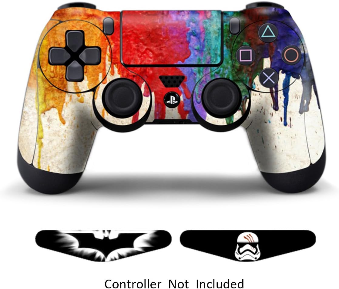 Skins for PS4 Controller - Decals for Playstation 4 Games - Stickers Cover for PS4 Slim Sony Play Station Four Controllers Pro PS4 Accessories PS4 Remote Wireless Dualshock 4 - Paints + 2 Light Bar