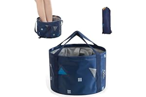DOROSUN 24L Large Foldable Feet Soaking Bath Tub Collapsible Bucket, Portable Travel Foot Soak Spa Basin for Camping Washing, Dark Blue