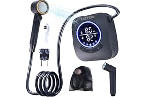 Eazy2hD Portable Camping Shower 8000mAh Rechargeable Outdoor Shower Pump with Intelligent Display, 4 Spray Modes, IPX8 Waterproof for Camping, Hiking, Pet Bath,Car Washing,Surf & Boat Cleaning