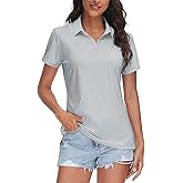 TACVASEN Women's V-Neck Polo Shirts UPF 50+ Short Sleeve Sun Protection Quick Dry Golf Polos Collared Shirt