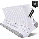 COOVAN Men's 6P-Pack Premium Athletic Crew Socks Men Thick Cushion Casual Work Sock With Moisture Wicking
