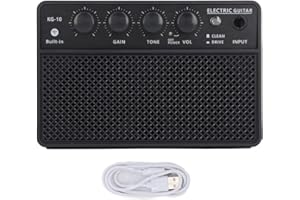 CHEOTIME 10W Mini Guitar Amp, Portable and Rechargeable Electric Guitar Amp Practice Amplifier with Clean and Drive Channels 