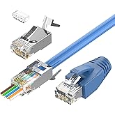 VCELINK Cat7 RJ45 Connectors Pass Through, 30 Pack Shielded Modular Plug for Cat7/Cat6A Network Cables, Ethernet Ends with Bl