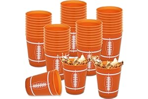ZOIIWA 24 Pcs Football Plastic Cups Reusable Football Plastic Tumblers Party Supplies Sports Game Day Reusable Plastic Drinking Cups 12oz Party Decorations for Kids Football Birthday Baby Shower Party Favors